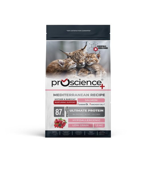 Сухий корм для вагітних, лактуючих кішок та кошенят ProScience Mother & Baby Cat Salmon, 1,5 кг