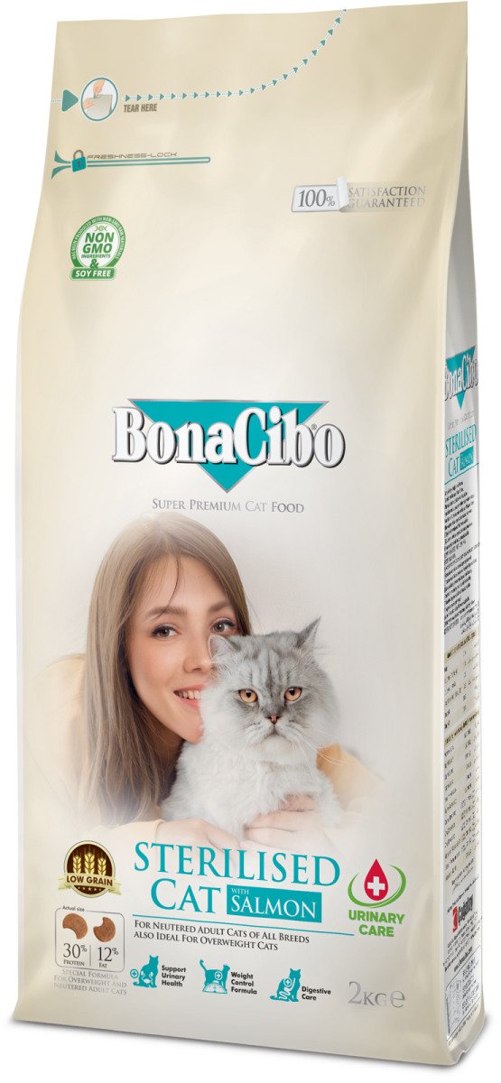 BonaCibo Adult Cat Sterilised Salmon 2 kg