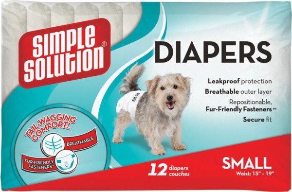 Одноразові гігієнічні підгузки для собак Simple Solution Disposable Diapers Small (розмір S), 12 шт.