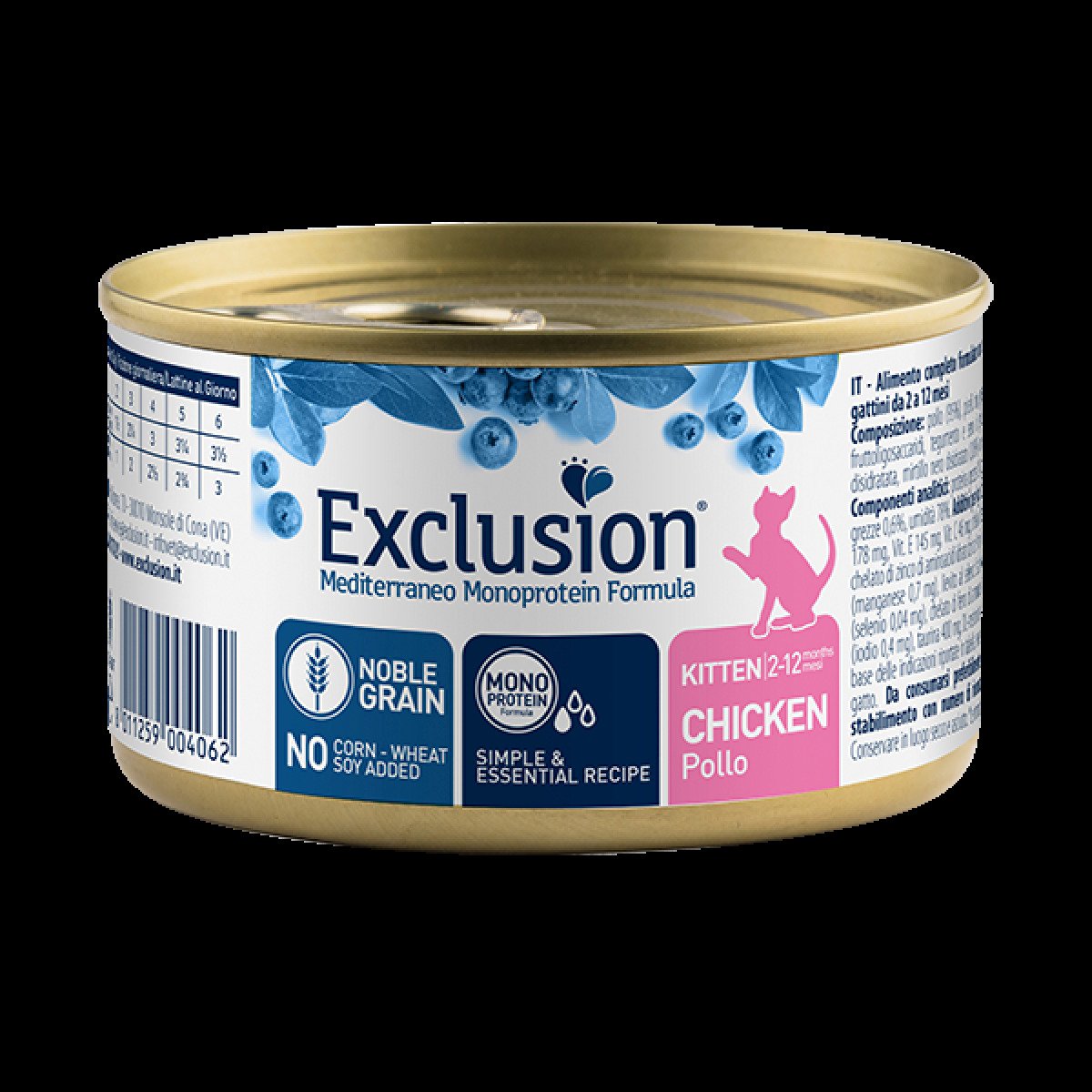 Вологий корм для кошенят Exclusion Mediterraneo Kitten Chicken, 85 г (паштет із куркою та рисом)