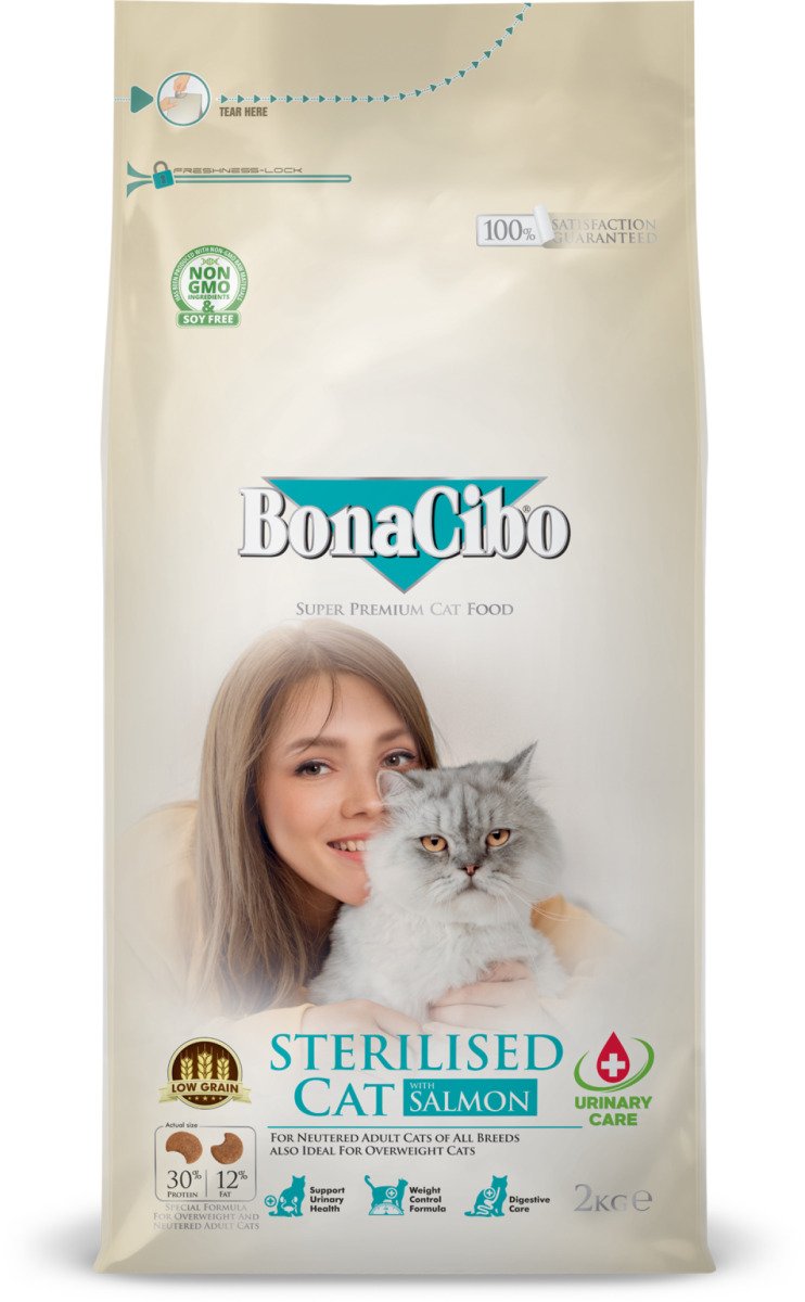 BonaCibo Adult Cat Sterilised Salmon 2 kg